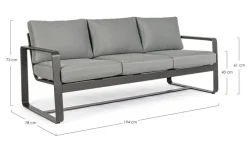 Outlet Bizzotto DIVANO IN ALLUMINIO ANTRACITE YK13 - MERRIGAN