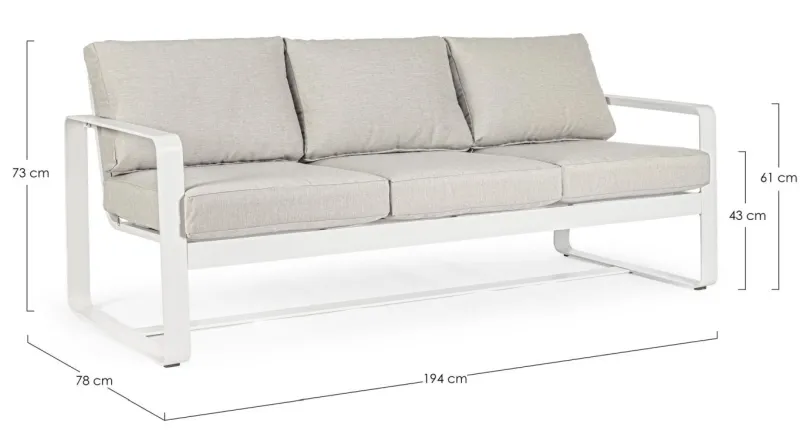 Outlet Bizzotto DIVANO IN ALLUMINIO BIANCO YK11 - MERRIGAN