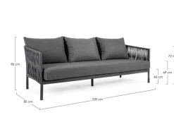 Hot Bizzotto DIVANO IN CORDA PER ESTERNO ANTRACITE WG21 - FLORENCIA