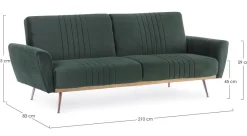 Clearance Bizzotto DIVANO LETTO IN VELLUTO VERDE SCURO - JOHNNY