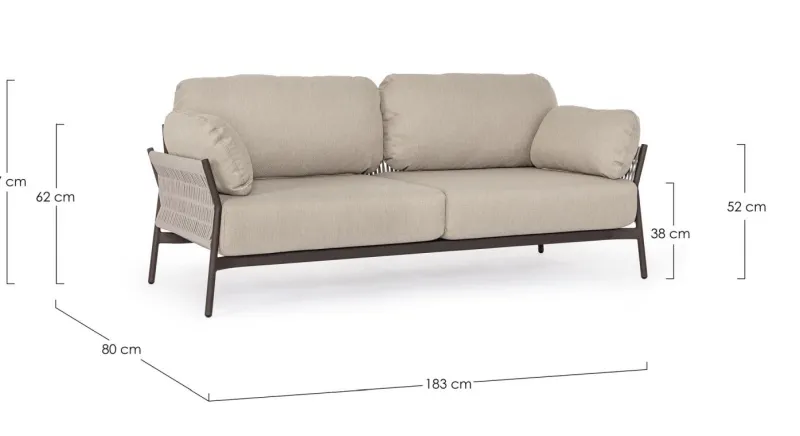 Discount Bizzotto DIVANO 2P C-C PARDIS RAVEN QS25