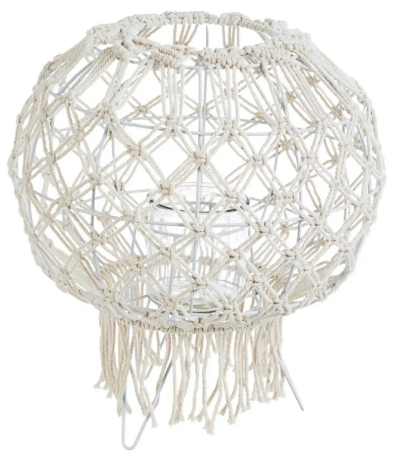 Discount Bizzotto LANTERNA MACRAME BIANCO H38