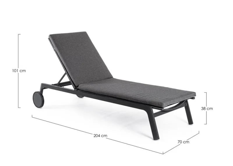 Bizzotto LETTINO IN ALLUMINIO CON RUOTE ANTRACITE WG21 - JALISCO