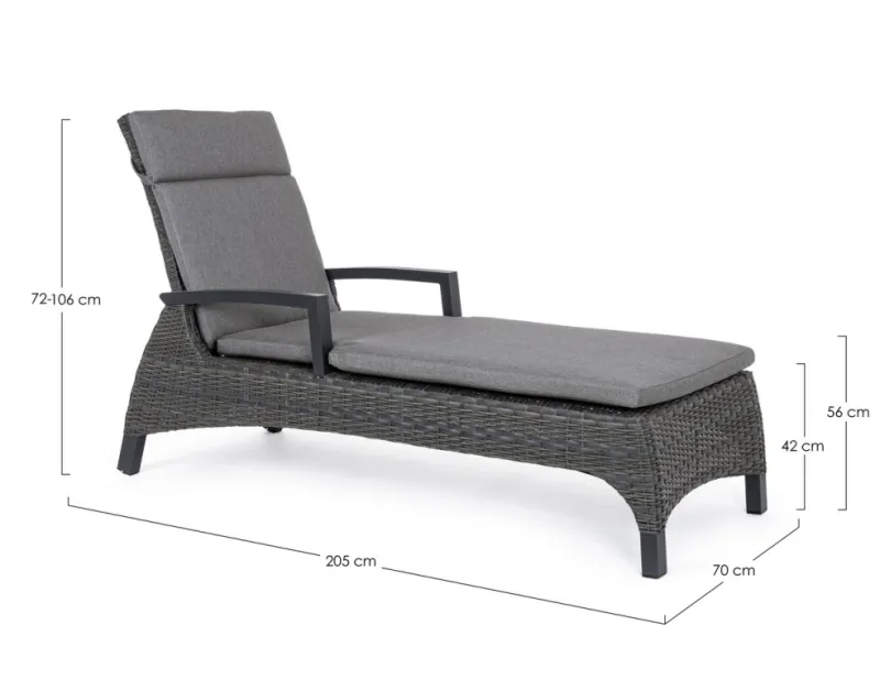 Online Bizzotto LETTINO RECLINABILE CON CUSCINI ANTRACITE JX55 - BRITTON