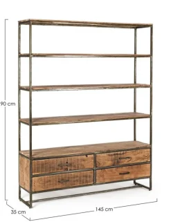 Outlet Bizzotto LIBRERIA IN LEGNO 4 CASSETTI - ELMER