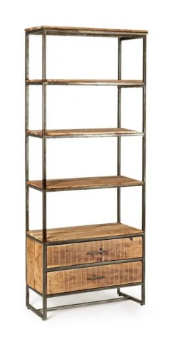 Outlet Bizzotto LIBRERIA IN LEGNO 2 CASSETTI - ELMER