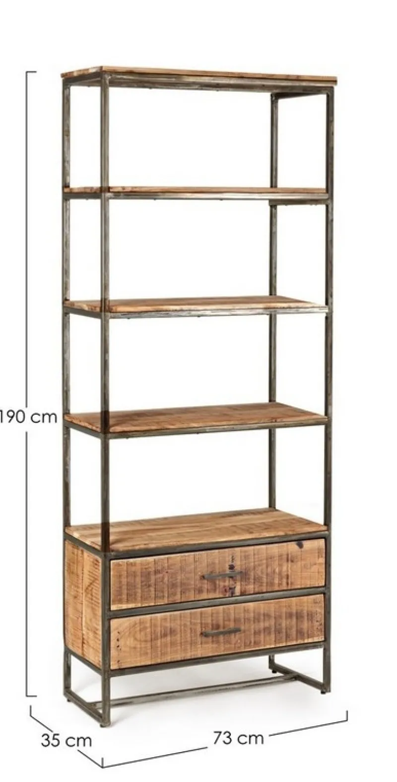 Outlet Bizzotto LIBRERIA IN LEGNO 2 CASSETTI - ELMER