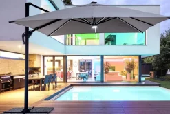 Online Bizzotto OMBRELLONE BRACCIO CON LED IN ALLUMINIO 3X3 ANTRACITE - INES