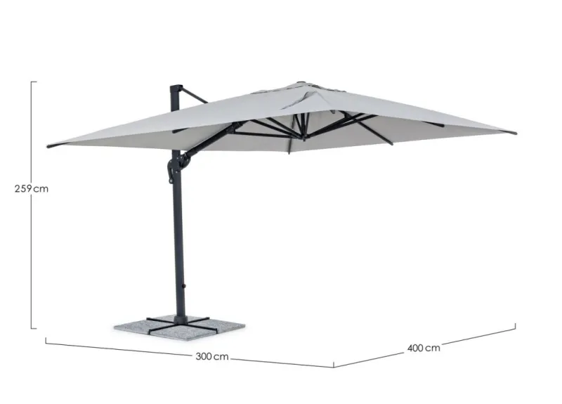 New Bizzotto OMBRELLONE BRACCIO IN ALLUMINIO 3X4 ANTRACITE - INES