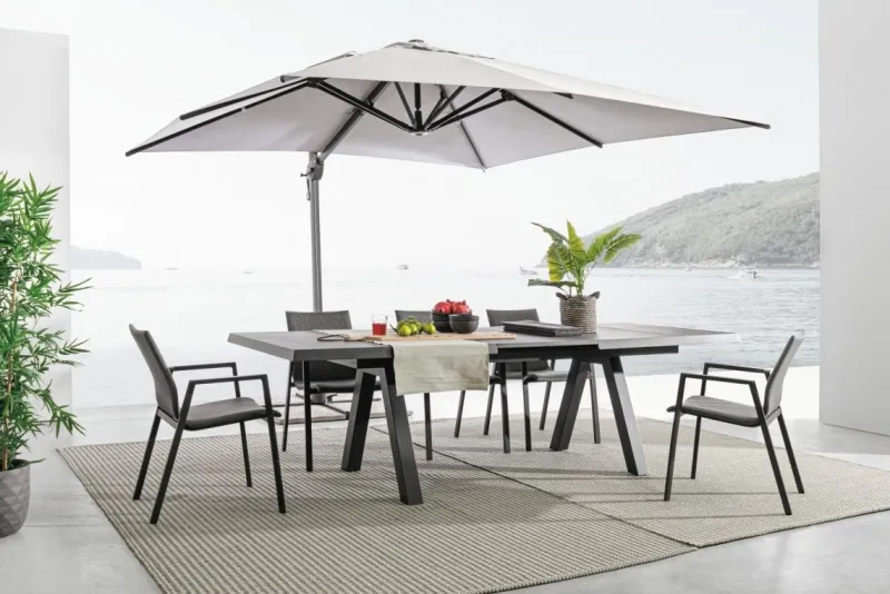 New Bizzotto OMBRELLONE BRACCIO IN ALLUMINIO 3X4 ANTRACITE - INES