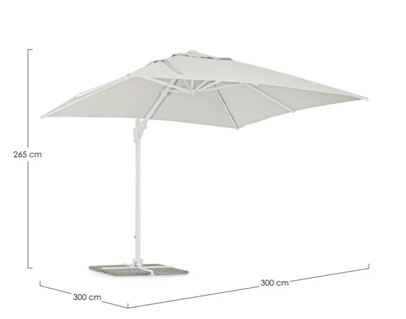 Discount Bizzotto OMBRELLONE BRACCIO IN ALLUMINIO 3X3 BIANCO - EDEN