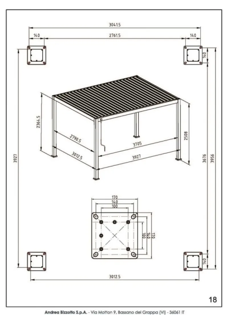 Outlet Bizzotto PERGOLA OCEAN 3X4 NATURAL-ANTRACITE