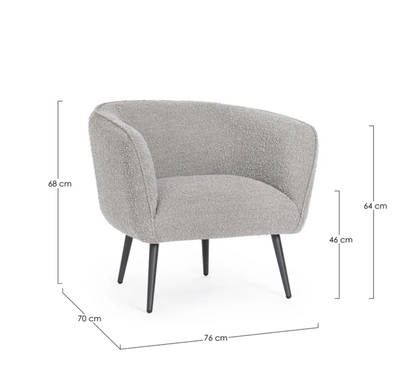 Best Bizzotto POLTRONA EFFETTO BOUCLE' GRIGIO - AVRIL