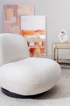 Discount Bizzotto POLTRONA GIREVOLE EFFETTO BOUCLE' BIANCO - MARGOT