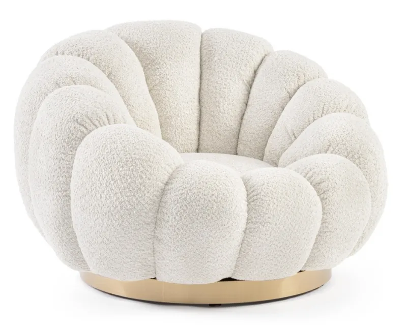 Outlet Bizzotto POLTRONA GIREVOLE EFFETTO BOUCLE' NATURALE - FLOREL