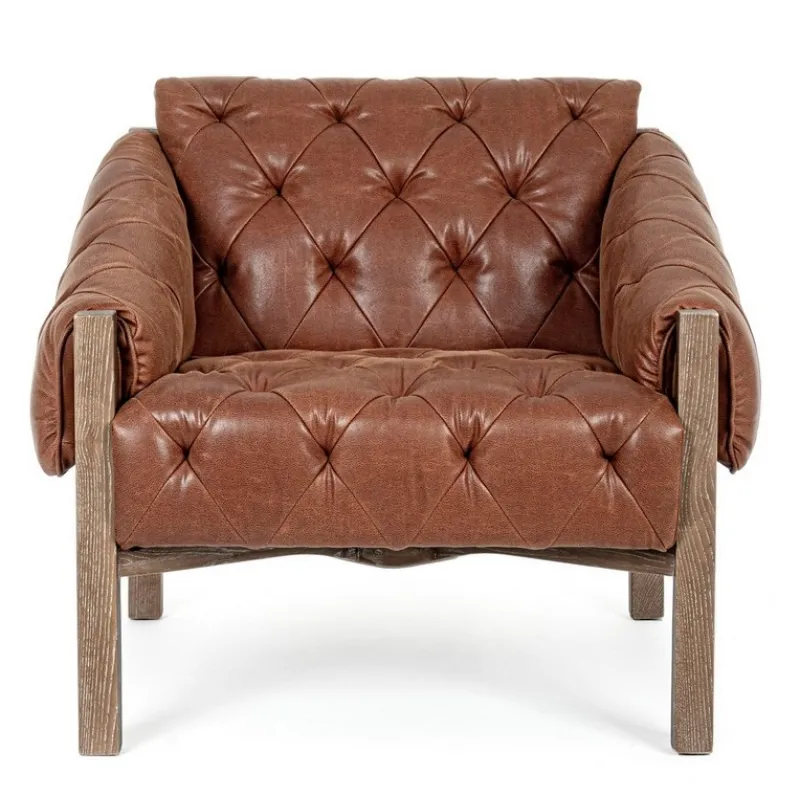 Sale Bizzotto POLTRONA IN ECOPELLE MARRONE - HARRISON