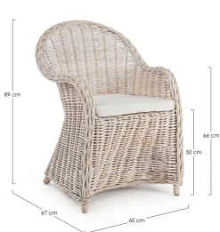 Online Bizzotto POLTRONA IN FIBRE NATURALI BIANCA - MARTIN NEW