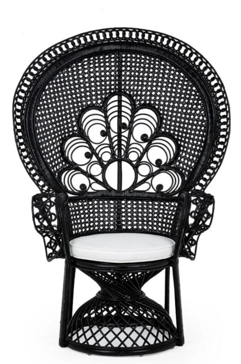Outlet Bizzotto POLTRONA IN FIBRE NATURALI SFODERABILE NERO - PEACOCK