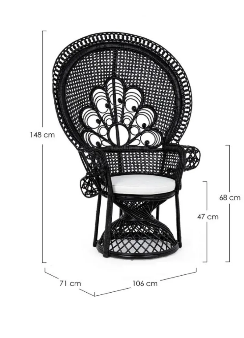 Outlet Bizzotto POLTRONA IN FIBRE NATURALI SFODERABILE NERO - PEACOCK