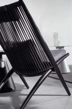 Bizzotto POLTRONA LOUNGE IN CORDA PER ESTERNO NERO XK0Y - ALOHA NEW