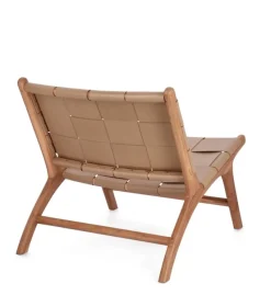 Outlet Bizzotto POLTRONA LOUNGE IN PELLE TORTORA - JOANNA