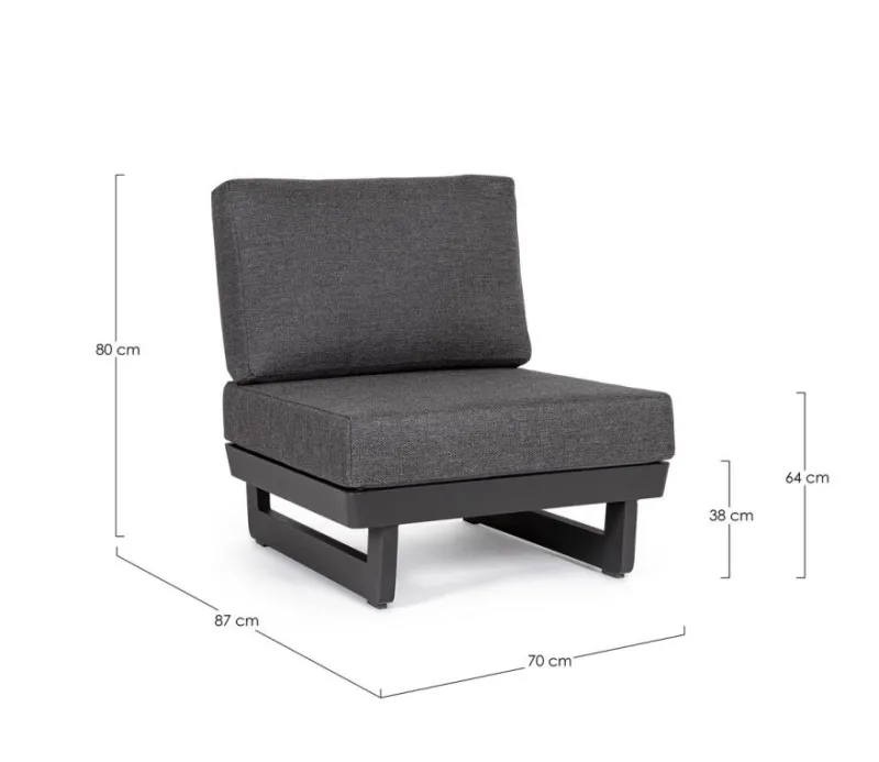 Clearance Bizzotto POLTRONA MODULARE IN ALLUMINIO ANTRACITE WG21 - INFINITY