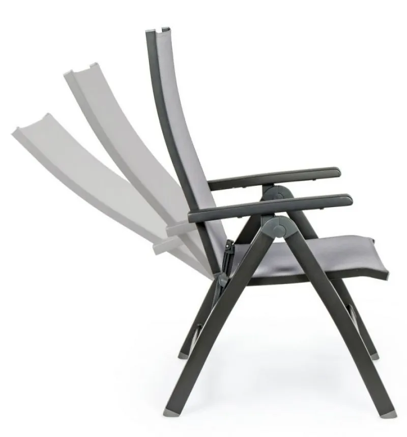 Outlet Bizzotto POLTRONA RECLINABILE IN ALLUMINIO PIEGHEVOLE ANTRACITE - CRUISE
