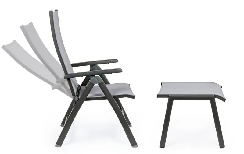 Outlet Bizzotto POLTRONA RECLINABILE IN ALLUMINIO PIEGHEVOLE ANTRACITE - CRUISE