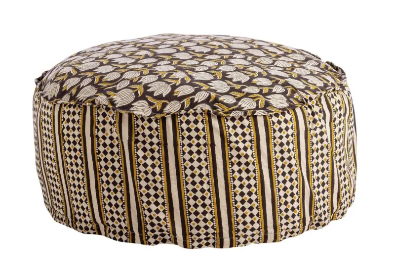 Clearance Bizzotto POUF CALAIS NERO C-TULIPANO-ROMBO D65X25