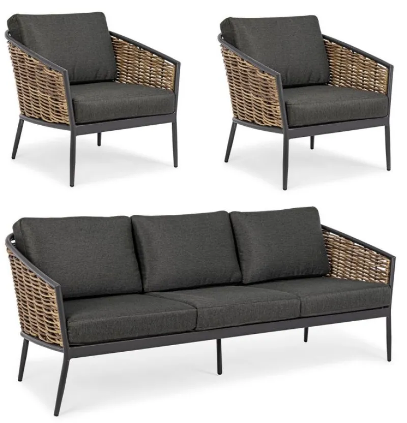 Hot Bizzotto SALOTTO IN FIBRA SINTETICA ANTRACITE YK13 - MARIBELA