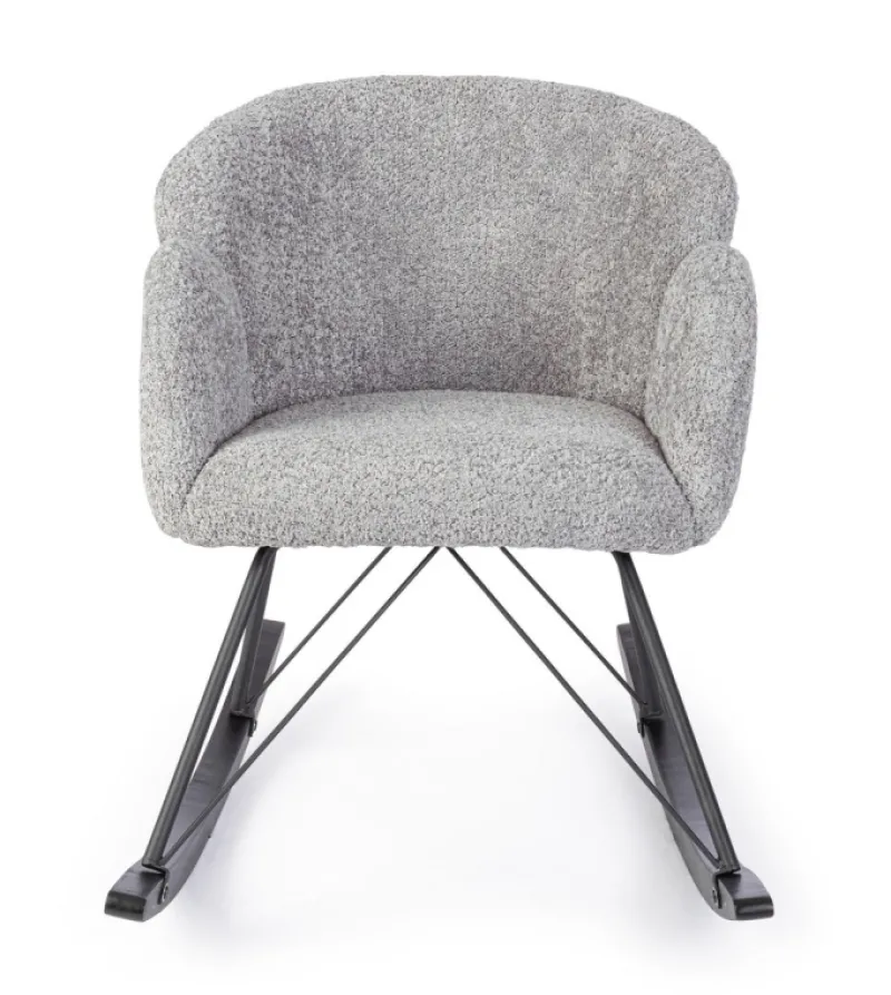 Outlet Bizzotto SEDIA A DONDOLO EFFETTO BOUCLE' GRIGIO CHIARO - SIBILLA