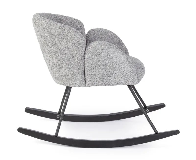 Outlet Bizzotto SEDIA A DONDOLO EFFETTO BOUCLE' GRIGIO CHIARO - SIBILLA