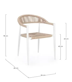 Outlet Bizzotto SEDIA C-BR JANDIA BIANCO/BEIGE