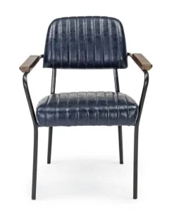 Best Bizzotto SEDIA CON BRACCIOLI IN ECOPELLE BLU - NELLY
