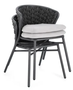 Outlet Bizzotto SEDIA IN ALLUMINIO ANTRACITE QS22/GRAPHITE - HARLOW