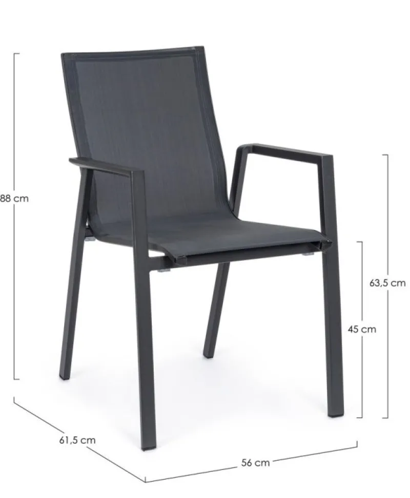 New Bizzotto SEDIA IN ALLUMINIO IMPILABILE ANTRACITE JX55 - KRION