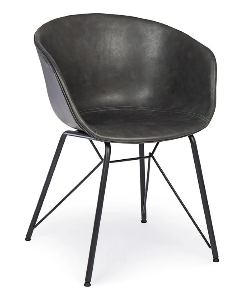 Online Bizzotto SEDIA IN ECOPELLE ANTRACITE - WARHOL