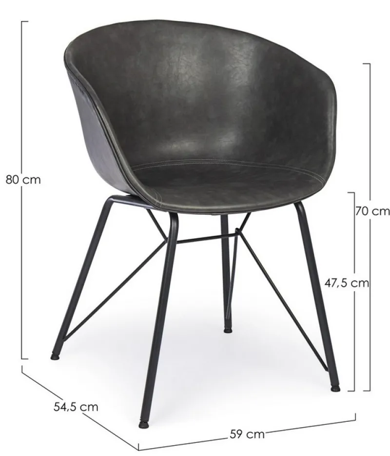 Online Bizzotto SEDIA IN ECOPELLE ANTRACITE - WARHOL