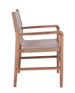 Outlet Bizzotto SEDIA IN PELLE CON BRACCIOLI TORTORA - CAROLINE