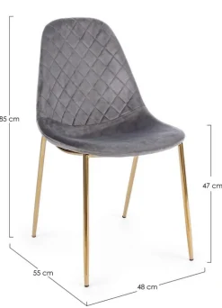 Discount Bizzotto SEDIA IN VELLUTO GRIGIO SCURO - TERRY