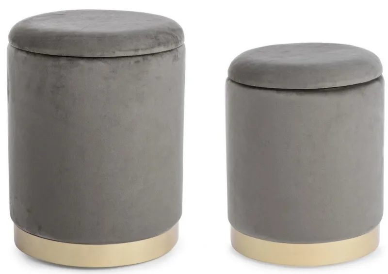Sale Bizzotto SET2 POUF CONTENITORE GRIGIO - POLINA