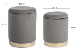 Sale Bizzotto SET2 POUF CONTENITORE GRIGIO - POLINA