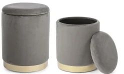 Sale Bizzotto SET2 POUF CONTENITORE GRIGIO - POLINA