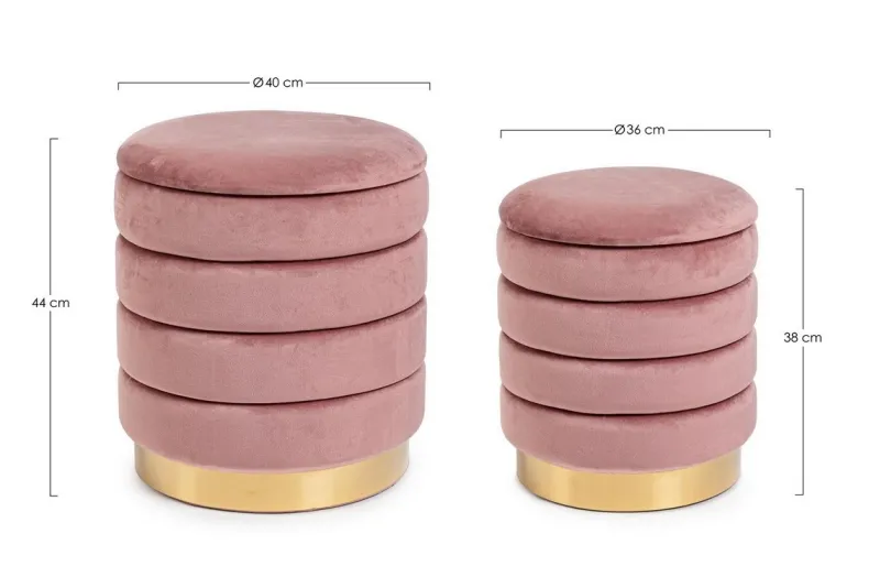 Online Bizzotto SET2 POUF CONTENITORE IN LEGNO ROSA ANTICO - DARINA