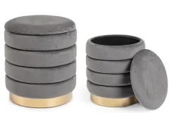 Sale Bizzotto SET2 POUF CONTENITORE IN LEGNO GRIGIO - DARINA