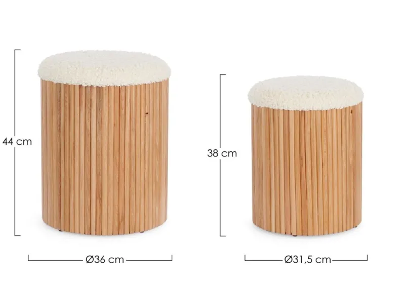 New Bizzotto SET2 POUF CONTENITORE IN TESSUTO NATURALE - NEDA