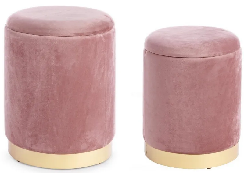 Clearance Bizzotto SET2 POUF CONTENITORE ROSA ANTICO - POLINA