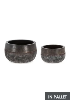 Clearance Bizzotto SET2 P.VASO DUYEN TONDO BASSO RUSTY