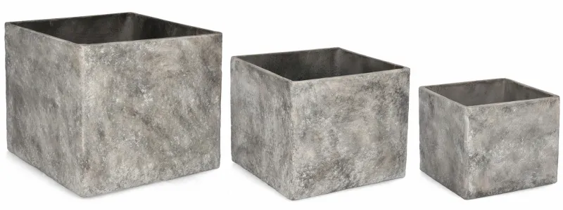 Outlet Bizzotto SET3 P.VASO MEILI QUADRATO ALTO GRIGIO