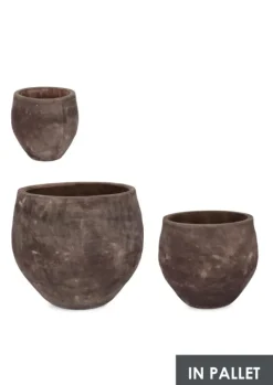 Best Bizzotto SET3 P.VASO MINH BOMB TERRACOTTA SCURA